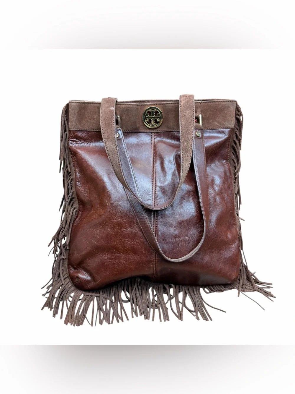 Tory Burch Brown Leather Fringe Shoulder Bag